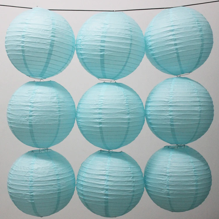 10 Pieces 6 8 10 12 14 16 Inch Light Blue Round Paper Lanterns For Art