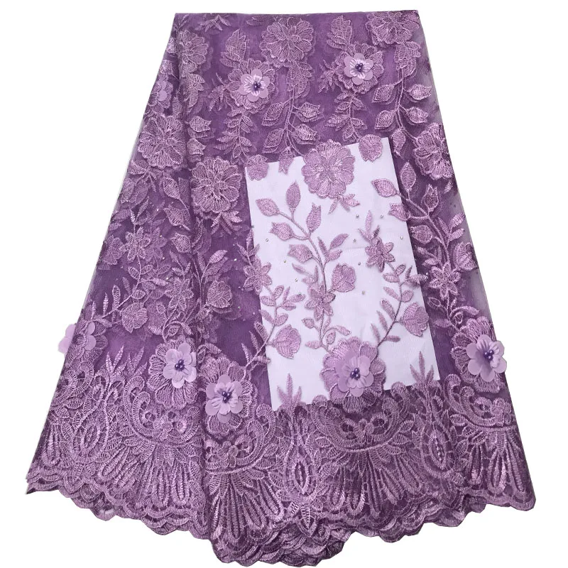 

purple French Lace Material High Quality Net African Lace Fabrics With Beaded For Nigerian Wedding Tulle Lace Fabri