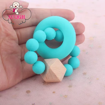 

XCQGH Baby Teether Dental Care Infant Silicone Beads Food Grade Silicone Teething Bracelet Play Gym Toy Baby Rattle