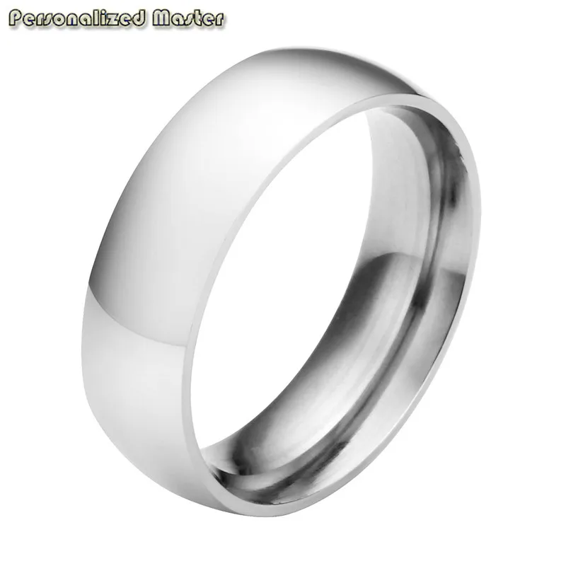 

Personalized Custom Promise Ring Stainless Steel Couples Wedding Engagement Bands 6mm for Men Women Silvery Tone us 5.5-13