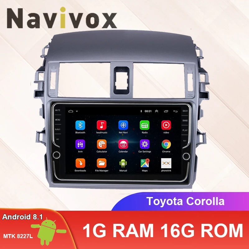 

Navivox Android 8.1/9.0 Car Radio Multimedia Player For Toyota Corolla 2008 2009 2010 2011 2012 2013 Stereo GPS Navigation