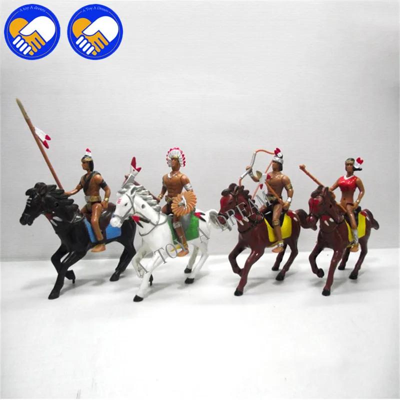 

West Cowboy Knights on Horse People Model Indian Action Figures Native American Best Toy Gift for Children Kids Adults
