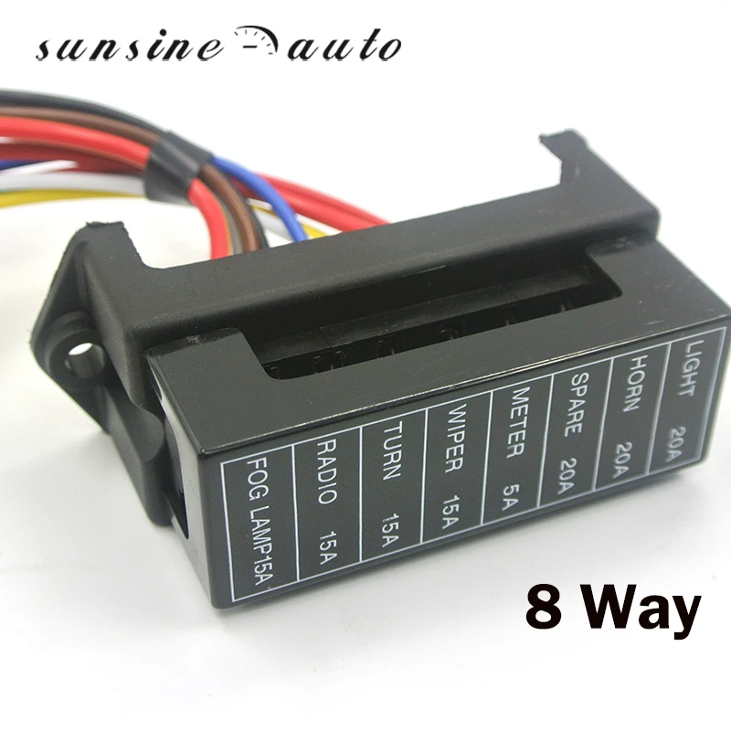

8 Way DC32V Fuse Holder Circuit Car Trailer Auto Blade Fuse Box Block Holder ATC ATO 2-input 8-ouput Wire