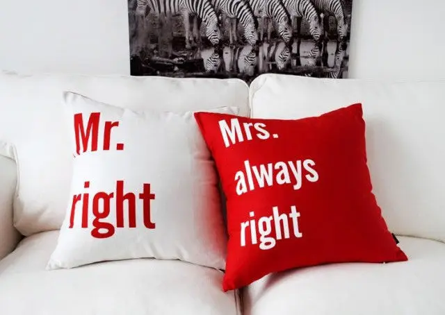 Красный mr. Right Mrs всегда прав Чехлы бархатные комплекты для малышей с Mr Пара