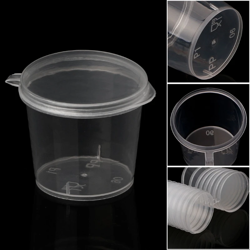 100 шт. 25 мл маленькие Пластик одноразовые чашки соуса Пластик одноразовые соус чашки с крышкой, для хранения пищи контейнеры Коробки