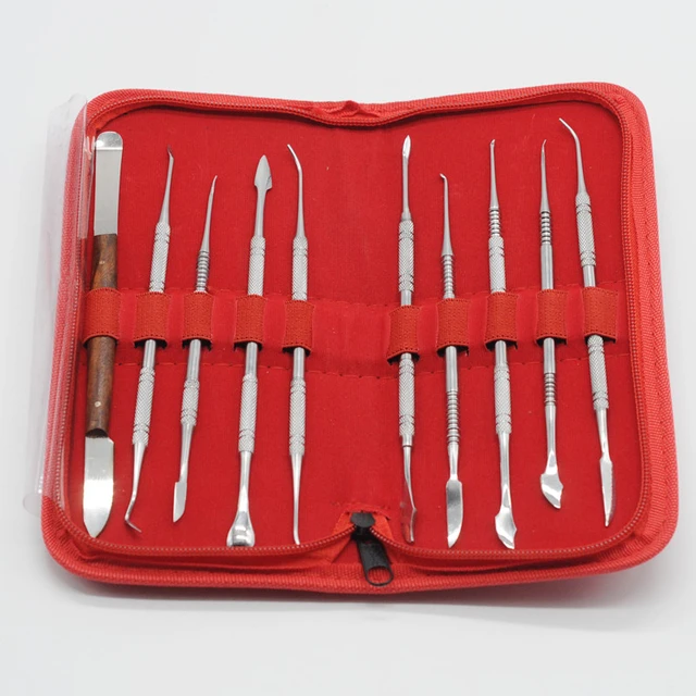 Stainless Steel Dental Lab Instrument Wax Carving Tool Kit Wax