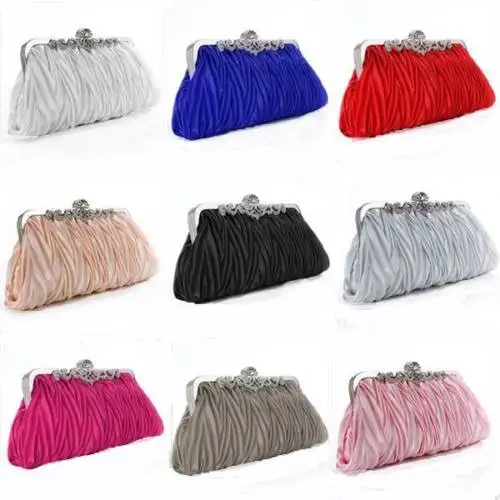 Fashion Lady Party Wedding Handbag Purse Girl Soft Evening Bag Bridal Women Satin Crystal Clutch Fashion Lady Party Wedding Handbag Purse Girl Soft Evening Bag Bridal Women Satin Crystal Clutch