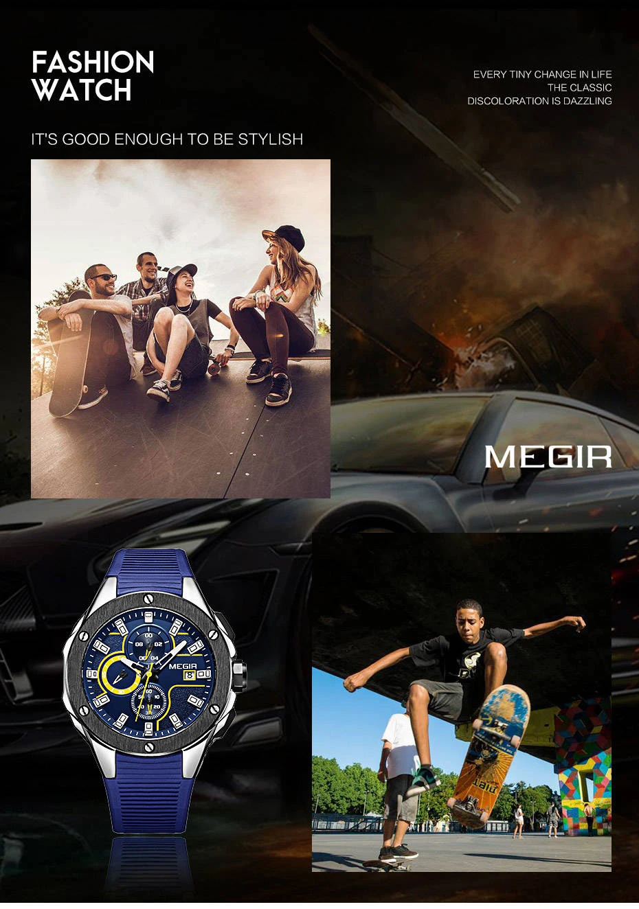 Мужские часы MEGIR, высокое качество, люксовый бренд, хронограф, спортивные часы, силиконовый ремешок, армейские, водонепроницаемые, кварцевые, наручные часы, мужские часы