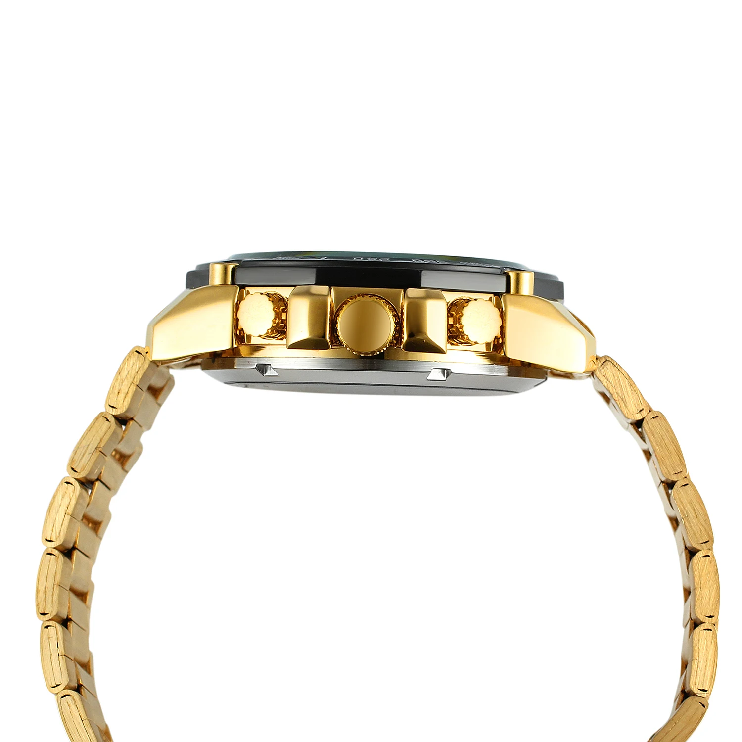 Forsining модный тренд черные и золотые полые креативные три указки стальной ремень автоматические механические мужские наручные часы