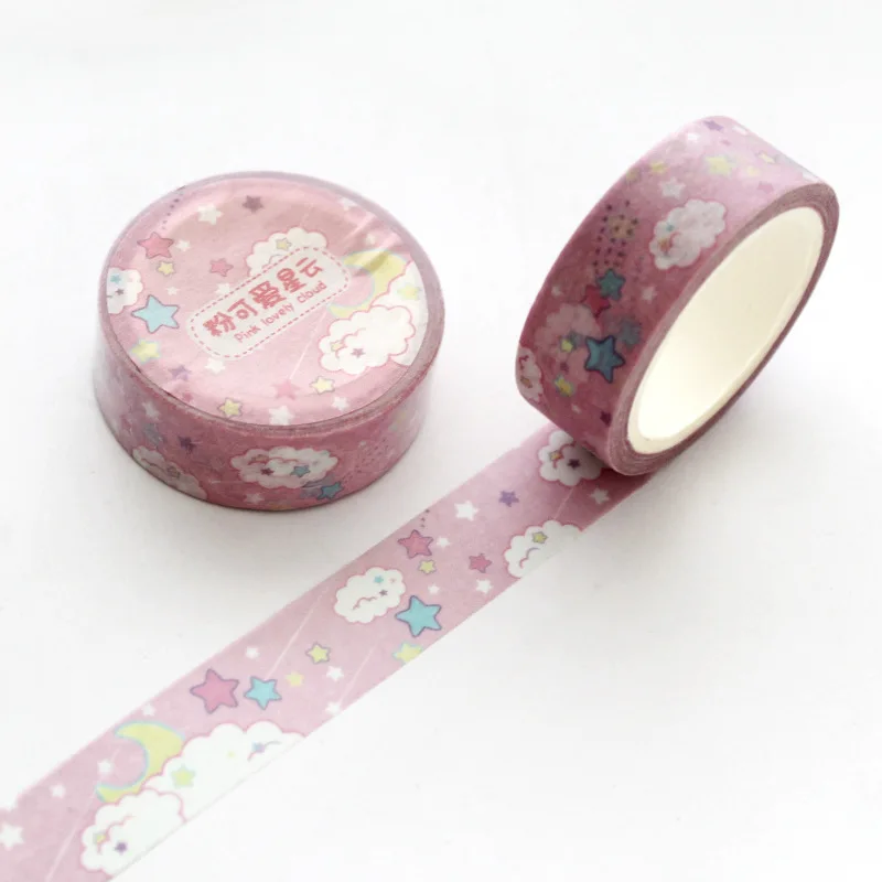 Креативное милое и сердечком для девочек лента Washi Kawaii розовый единорог клей Sky лента DIY Скрапбукинг Стикеры этикетки клейкая лента - Цвет: Pink clouds