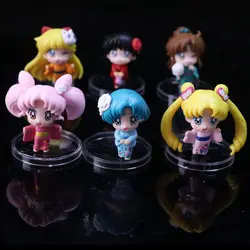 6 шт. Sailor Moon Марс Юпитер Венера Меркурий версии ПВХ фигурку Японии аниме коллекционные Маскоты Игрушечные лошадки