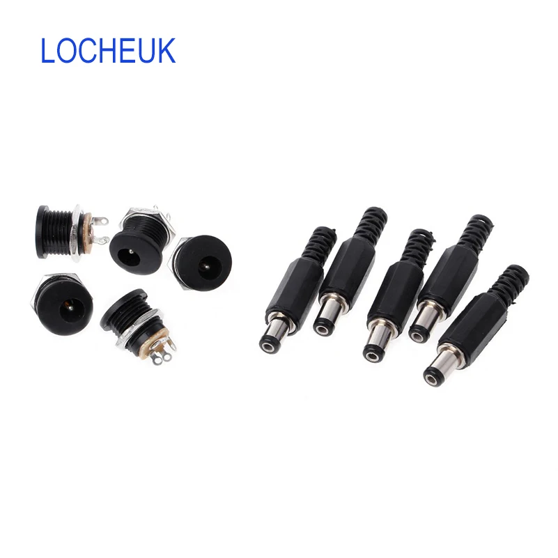 

5 Pair 5.5mm x 2.1mm 12V DC Power connector Jack Plug Panel Socket connectors Mount Adapter for Round CCTV LED C507 A801