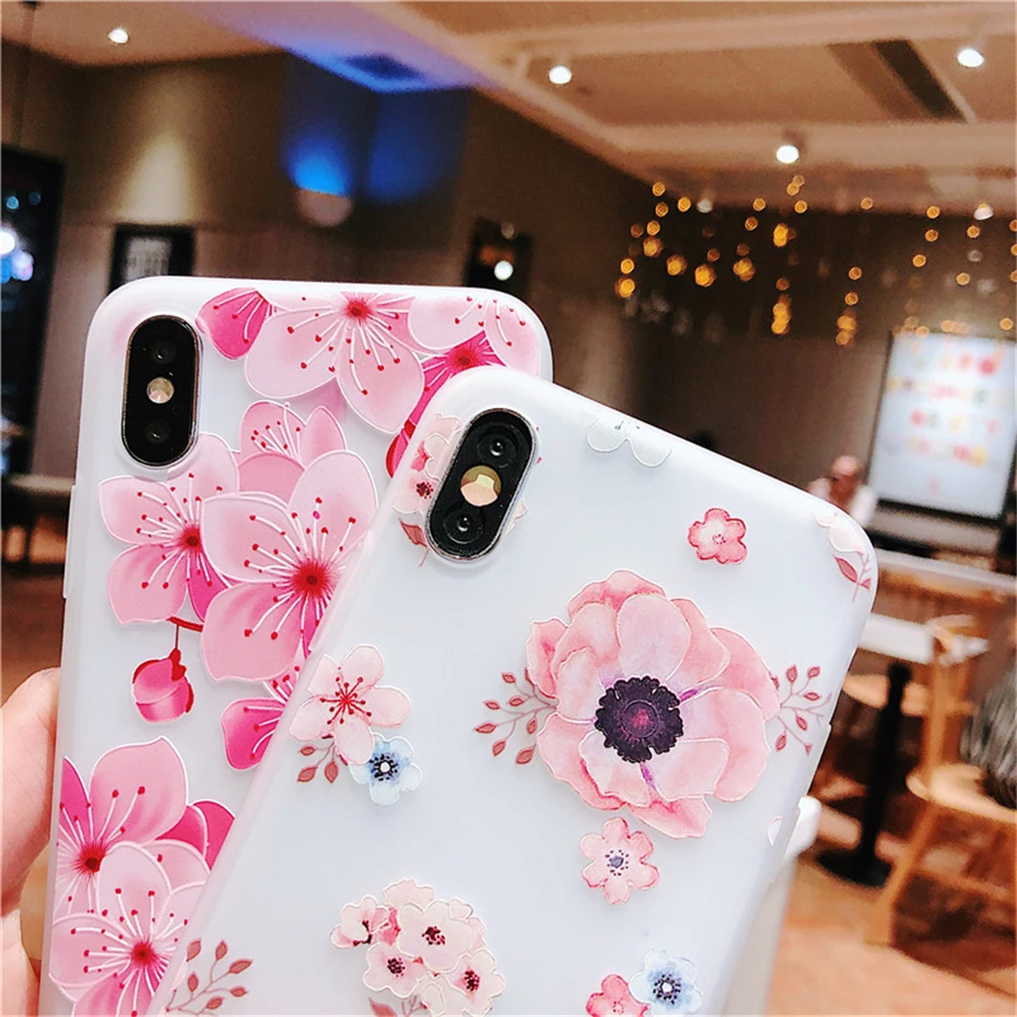 COQUEN Floral Soft TPU Cover For iPhone X Case 6 6S 7 8 Plus XS Max XR Girls Funda Phone Case For iPhone 7 8 X 6 6S Plus 5 5S Se (7)