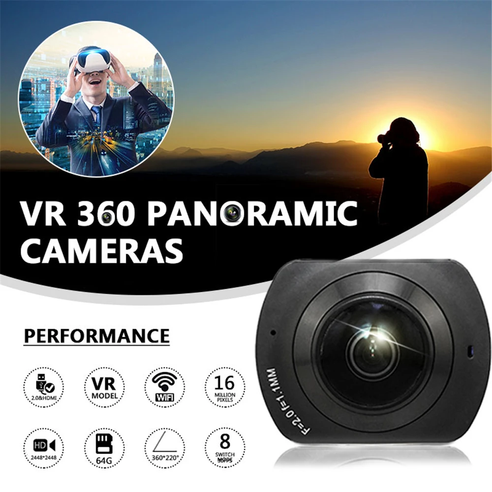 Cewaal 16mp Hd Wifi Dv Action Mini Panorama Camera 360 Degree Cam Ultra Waterproof 3d Vr Video 