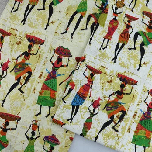 

100*150cm Cotton and linen Imitation wax printed beauty humans Fabrics DIY handmade clothes tilda chic for home decor cloth