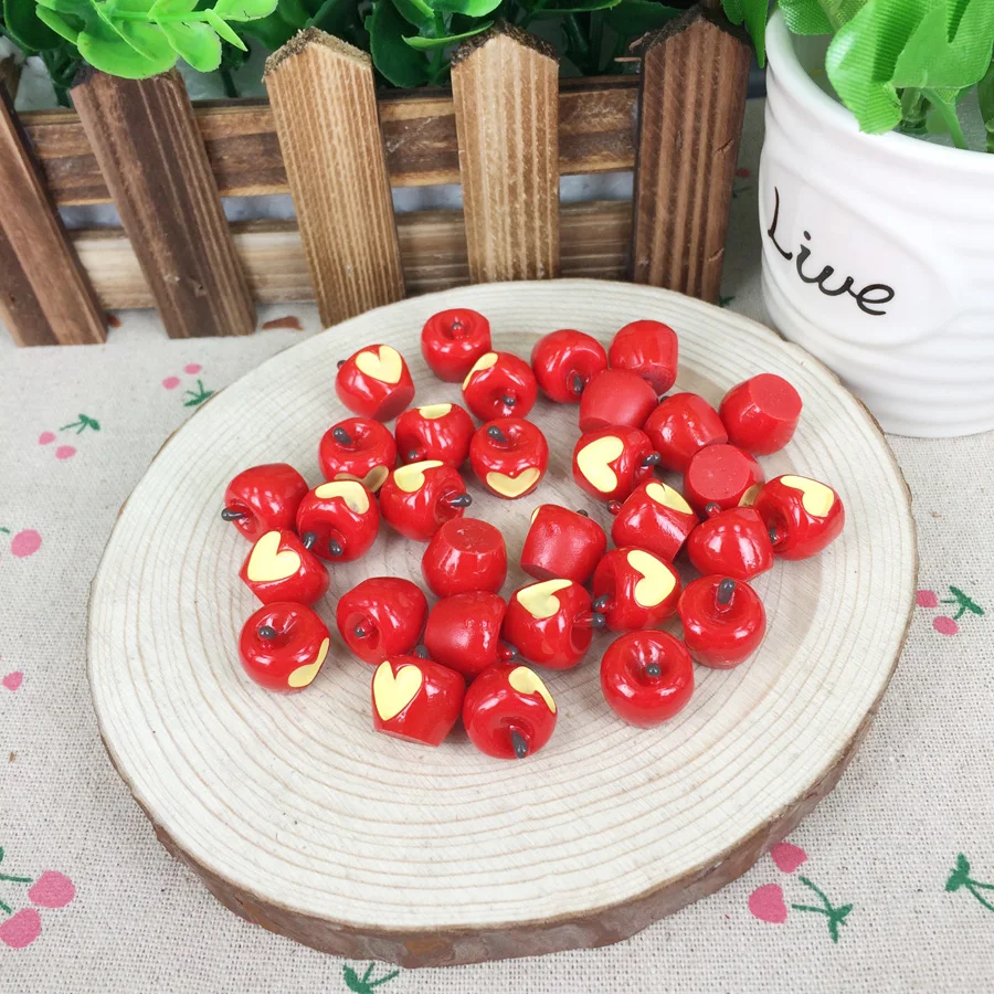 Kawaii DIY Смола 3D милое яблоко с сердцем Flatback кабошоны для скрапбукинга аксессуары