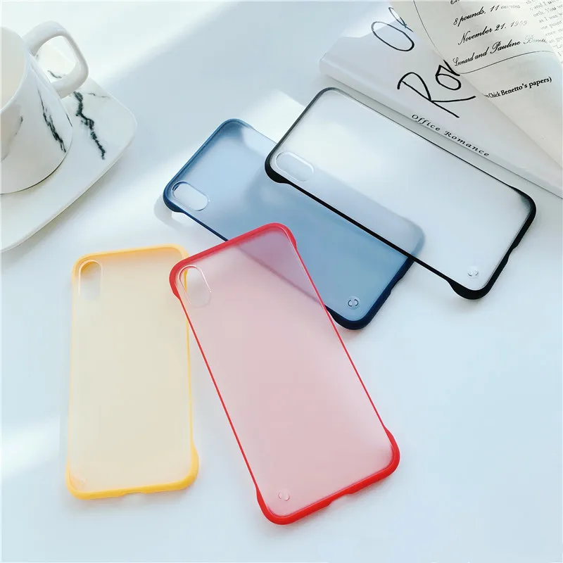 

Gimfun Ultra-thin Borderless Transparent Frameless Matte Case for IPhone 7 6S 8 Plus X XS Max XR Case Hard PC Phone Cover Coque