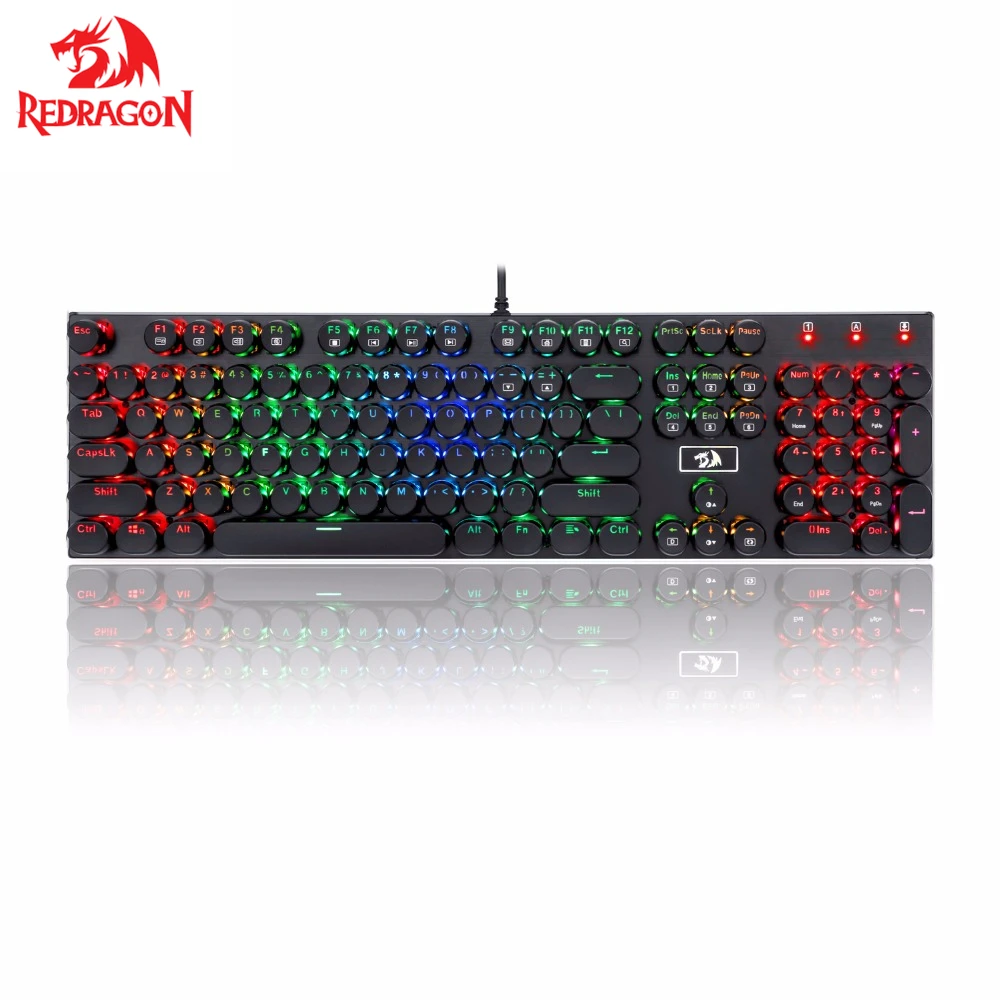 

Redragon K556-PK RGB LED Backli Mechanical Gaming Keyboard with Brown Switches 104 Keys Retro Vintage USB Typewriter Inspired