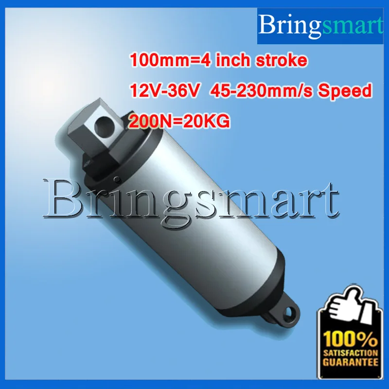 Bringsmart 100mm 4 Inch Linear Actuator Tubular Motor 12V-36V DC Motor 45-230mm/s 200N Heavy Duty Electric Motor Waterproof Bringsmart 100mm 4 Inch Linear Actuator Tubular Motor 12V-36V DC Motor 45-230mm/s 200N Heavy Duty Electric Motor Waterproof