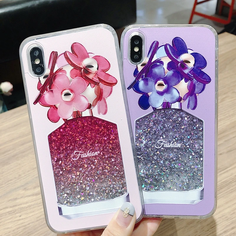 

For Apple iPhone XS max Liquid Case XR Glitter Back Cover for iPhone X XS 6 6S 7 8 plus Dynamic Quicksand Phone Cases XS Max XR