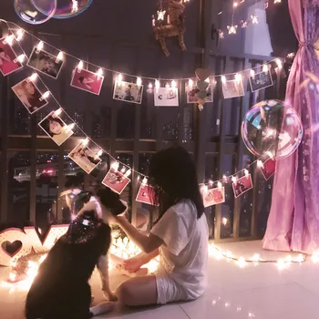 

2 Yard 20 LED Photo Clips String Lights Lamp Battery Powered for Wedding Party Birthday Christmas Hanging Decals GHS99