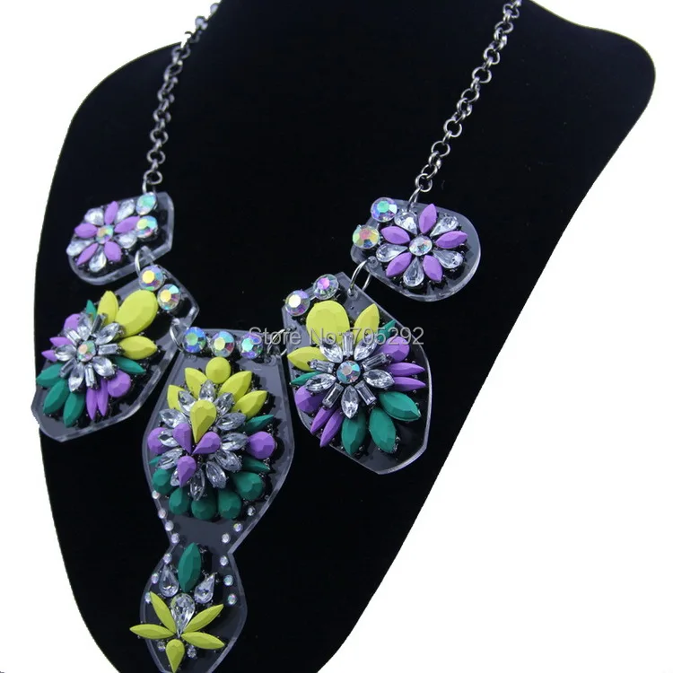 Модный акриловый дизайн ожерелье в виде цветов роскошное колье эффектное ожерелье для женщин