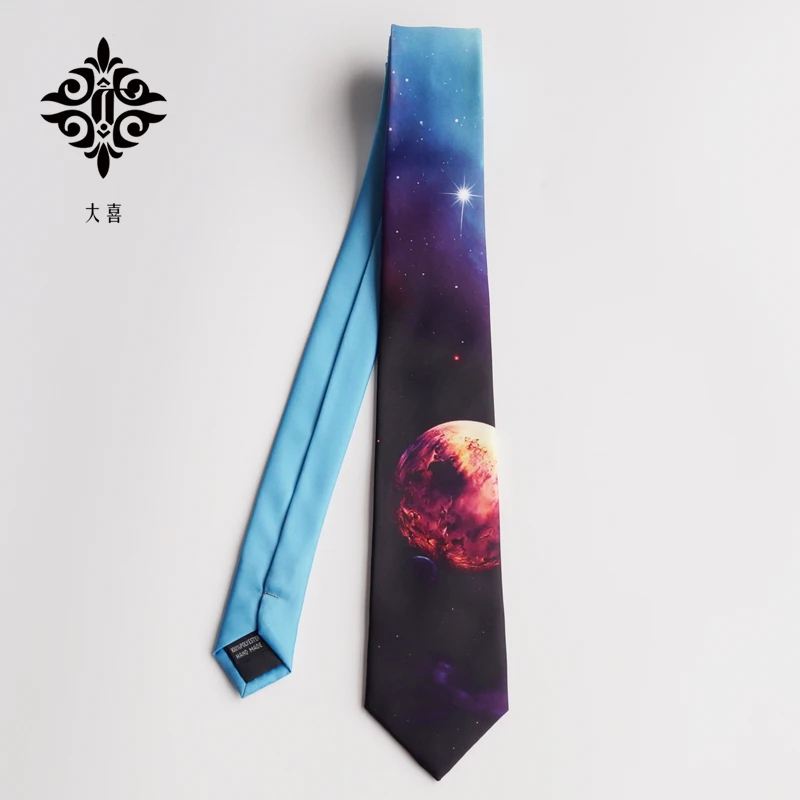 

as a gift fashion Blue planet pattern Creative tie for party box packing 1pc size:7cm