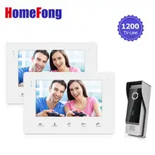 Homefong 7″ TFT Wire Video Door Phone 1200TVL Doorbell Camera Intercom SD Card Recording Touch key (2 Indoor Monitor+1 Camera)