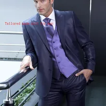 Изготовленный На Заказ madeTerno набор тонкий заостренный лацкан с двумя пуговицами фиолетовый Выпускной Лучший мужской костюм для выпускного вечера мужские свадебные костюмы(пиджак+ брюки+ жилет+ галстук