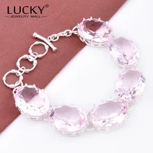 Mejor Venta de Moda Miel Estilo Joyería Pink Topaz Pulsera de Cristal Como Regalo de La Joyería Del Banquete de Boda de la Mujer B1079