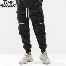 Мужские хип-бедра брюки карго мульти карманы спортивные брюки Уличная Брюки в стиле Харадзюку джоггеры спортивные брюки черный хипстер уличная одежда