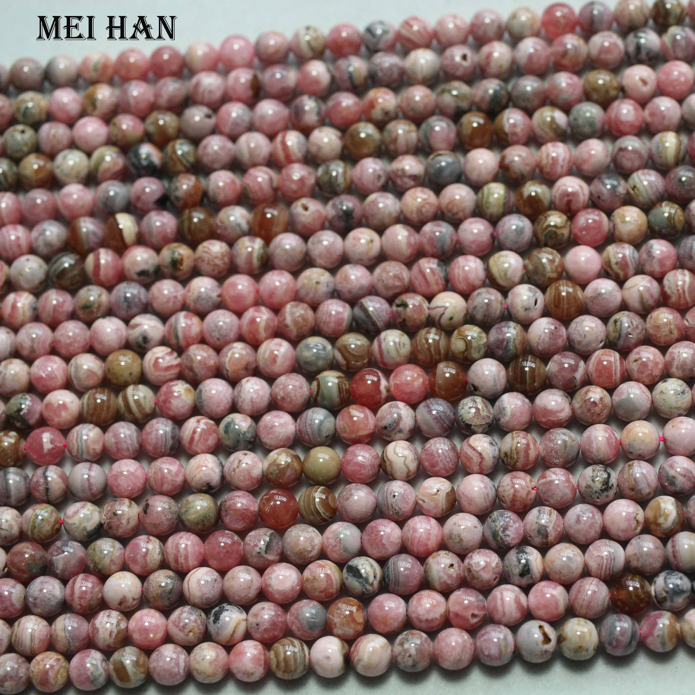 

Meihan Free shipping (58pcs/set/33g) Natural low grade rhodochrosite 6.5+-0.2mm smooth round bracelet for jewelry making