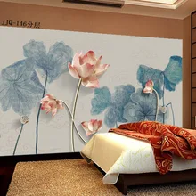 3d new Chinese wallpaper living room TV background wall paper 8d lotus ink simple classical antique bedroom mural high quality free shipping lotus ink shrimp chinese ink ground painting wallpaper kitchen park mall decoration thicken floor mural