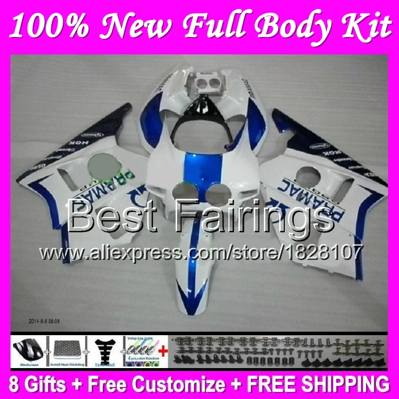 

Fairing For HONDA CBR400RR NC29 95-98 CBR400 RR PRAMAC blue B7 CBR 400RR 95 96 97 98 1995 1996 1997 Blue white 1998 +Decal