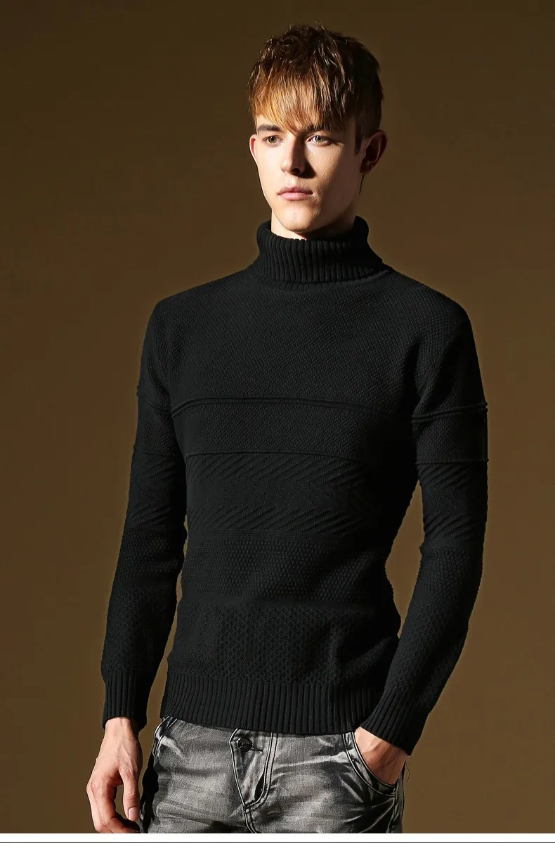 2015 Men black turtleneck fashion men 