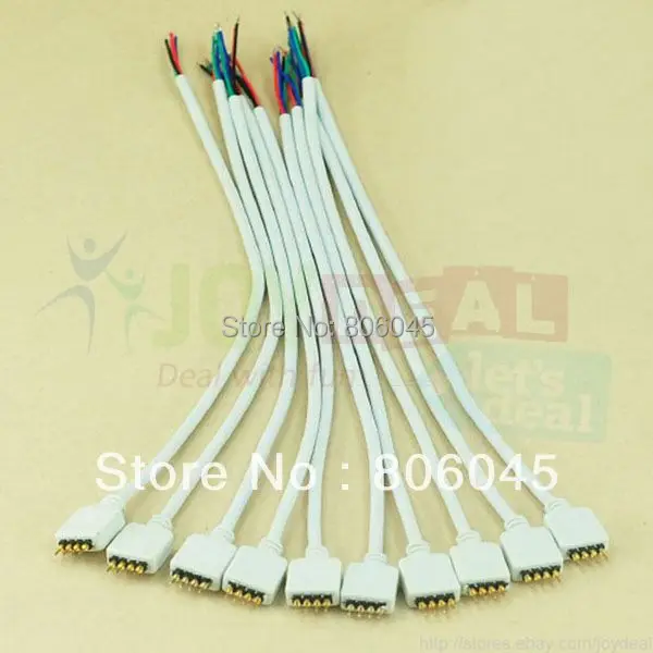 

10PCS 4Pin Male Strip to Controller Connector Wire Cable Cord for RGB LED Strips