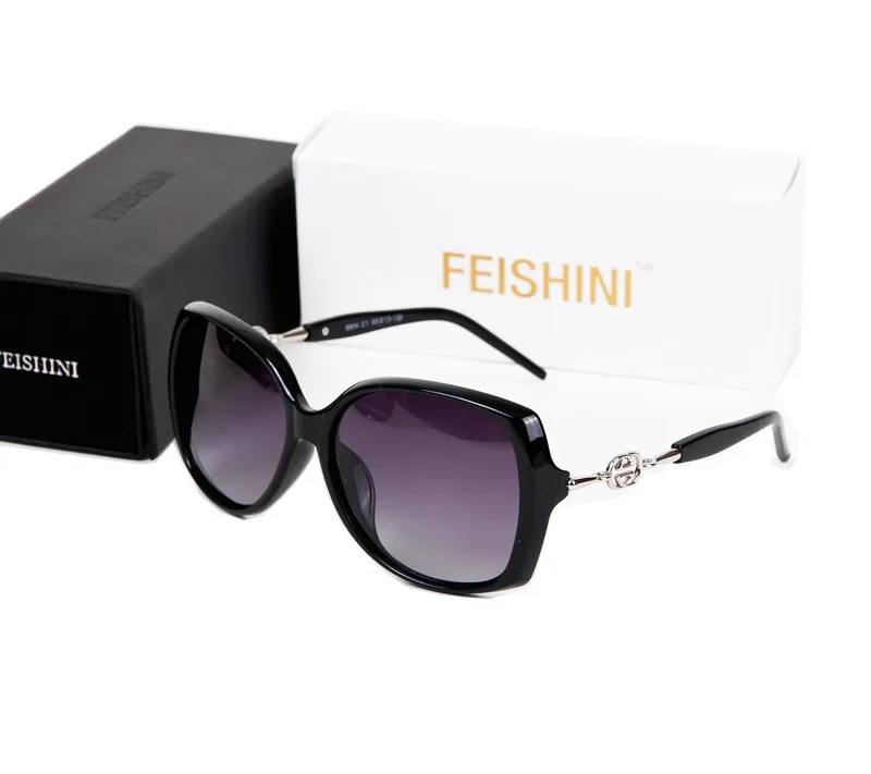 FEISHINI высокое качество FDA Мода вождения oculos de sol feminino HD UVA большая рамка градиентные солнцезащитные очки женские поляризованные винтажные