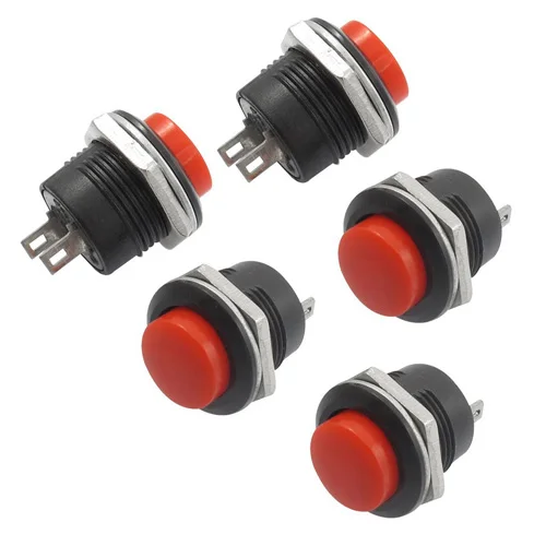 Promoção! 5 x Momentary SPST NO Cap Red Rodada Botão Switch AC 6A/125 V 3A/250 V