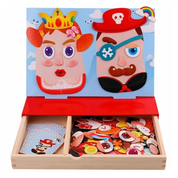 

Kids Toys Wooden Montessori Toys Magnetic Jigsaw Puzzle Box Early Education Puzzle Change Clothing Toys For Children Gift