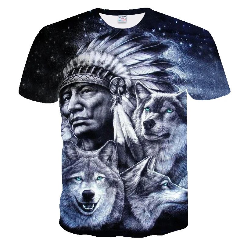 2019 Для мужчин новый летний футболка с рисунком волка Футболка с принтом 3D Для мужчин футболка Новинка топы с животными футболка Для мужчин;