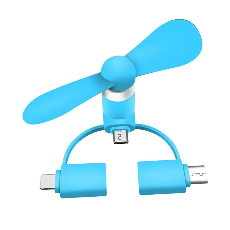 

USB Fan 6 Colors Portable Travel Mini USB Fan For IPhone Ipad USB Gadgets Multifunction For Android Micro Type-c 3 in 1 Usb Fan