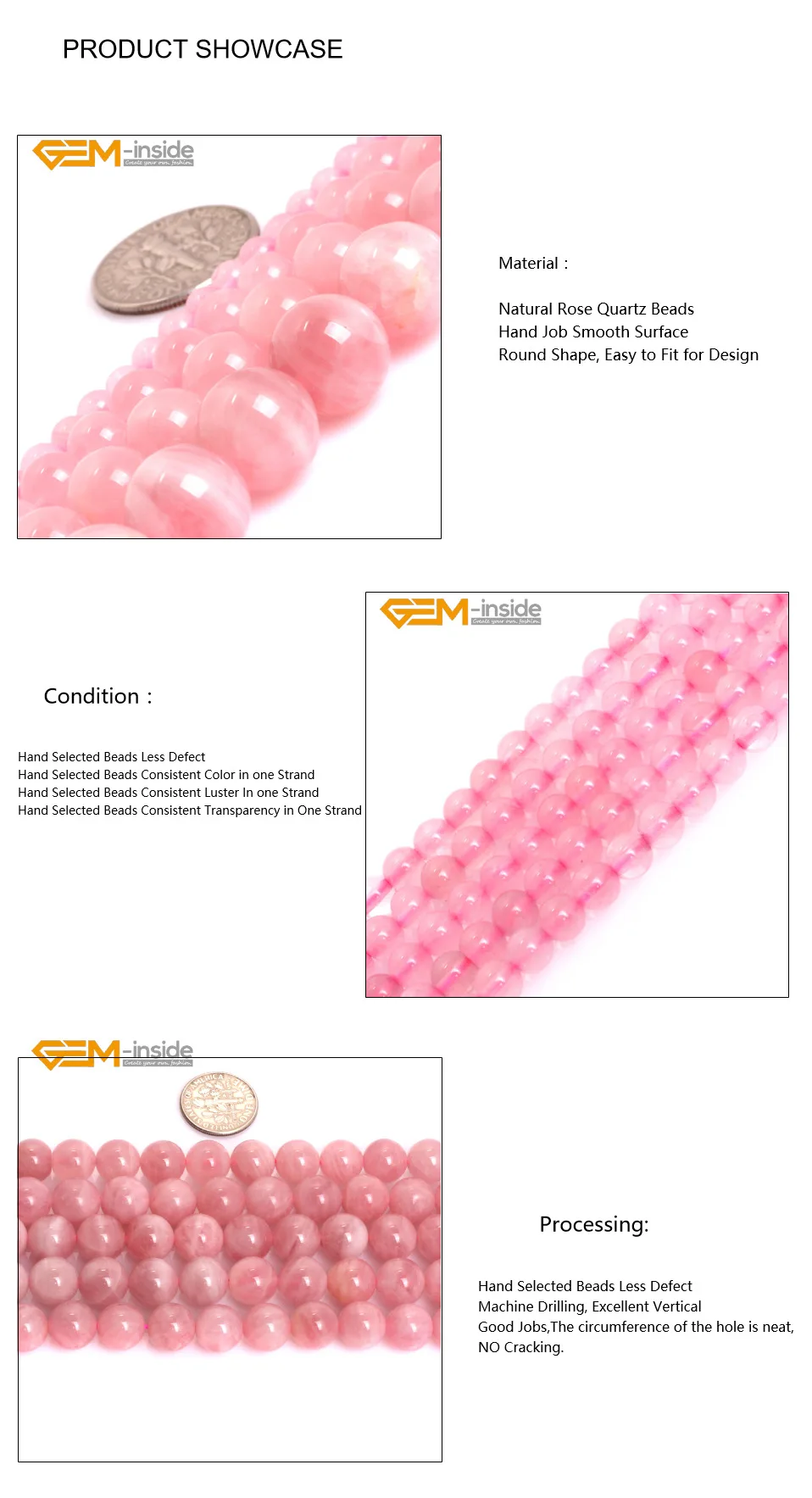 Круглый мадагаскарский натуральный розовый Quartzs кристаллы драгоценные камни для изготовления ювелирных изделий бусины DIY 15 дюймов прядь