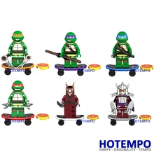 HOTEMPO KSZ723 6 Pçs/set Leonardo Raphael Michelangelo Donatello Mini Modelo Brinquedos de Blocos de Construção Ninja 10200-10205