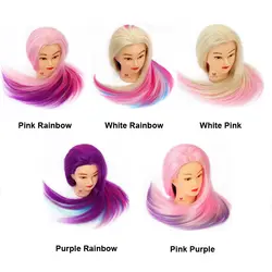 Длинная Радужная голова с волосами для тренировки красочных волос Плетение голова-манекен для практики прически кукла + Настольный зажим