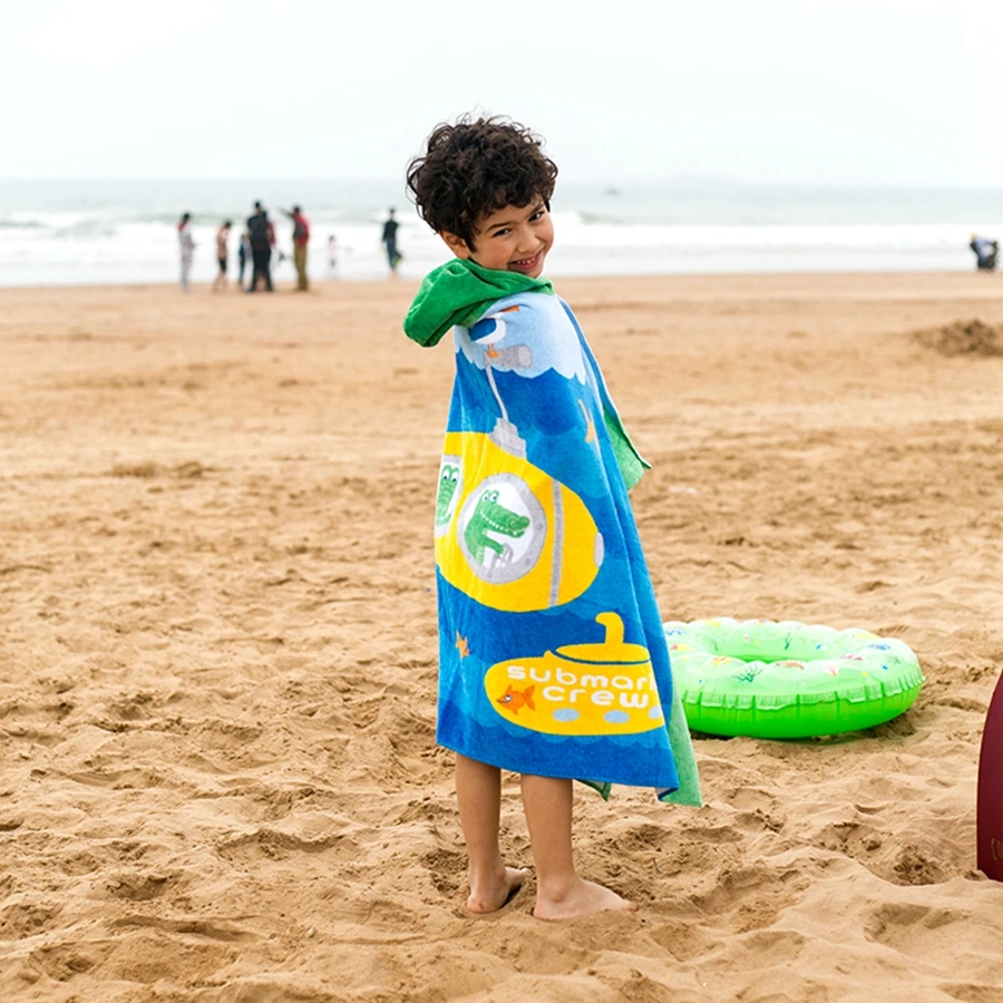 76127 CM Besar Anak Berkerudung Berenang Handuk Pantai Kartun Katun