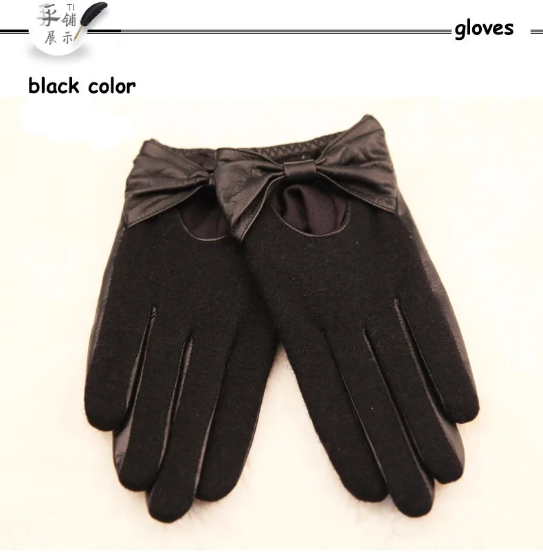 Модные женские перчатки с бантом на запястье, однотонные, весна-осень, тонкие, натуральная кожа, женские перчатки из овчины для вождения, L133NN