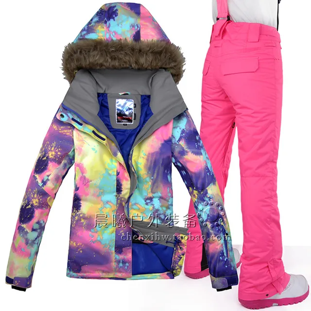 Best price at $135 Cheap Gsou Snow Ski Jacket Women Professional Waterproof Windproof Outdoor Wear Snowboard Two Pieces Band Ski Suit