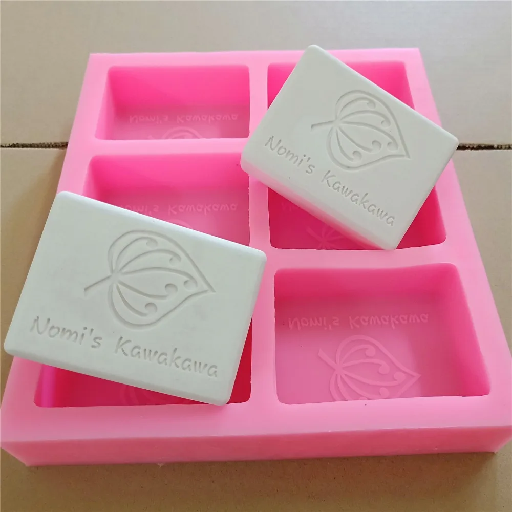 

6 Cavities Rectangle Custom Soap Mould with Brand Logo Customize Silicone Mold for Natural Bar Soap Making