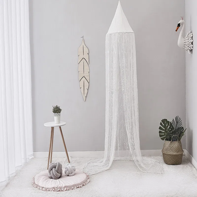 

Baby Crib Netting Mosquito Net Summer New Polyester Lace Solid Color Crib Palace Dome Mosquito Net Baby Bedding Decorations