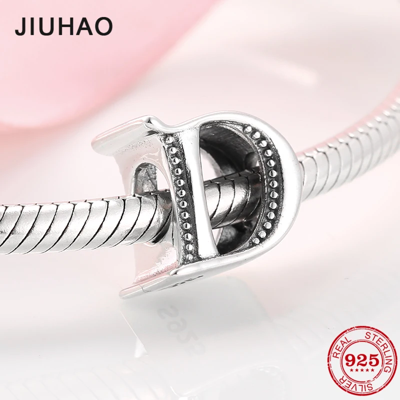 

Genuine 925 Sterling Silver Letter Beads Alphabet D fit Original Charms Pandora Bracelets Bangles DIY Jewelry Making